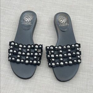 Vince Camuto Black Studded Slide Sandals